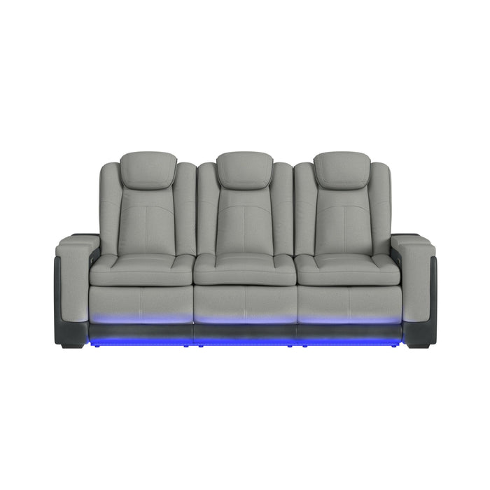 Lantana Power Motion Sofa with Power Headrest, Led, DDT, reading light and PWS in Rocky Cement/Charcoal
