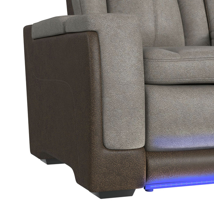 Lantana Power Motion Sofa with Power Headrest, Led, DDT, reading light and PWS in Rocky Grey/Brown