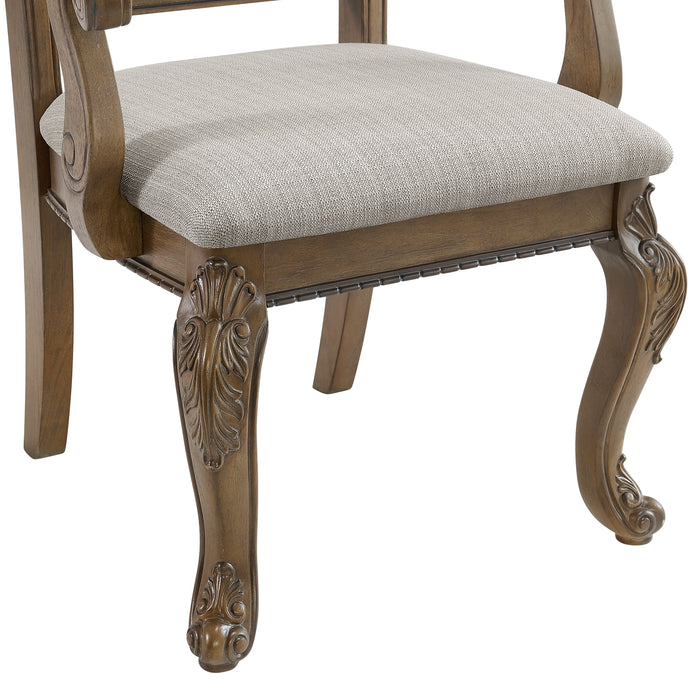 Madison Park Dining Arm Chair with Beige Fabric in Walnut (2 Per Carton)