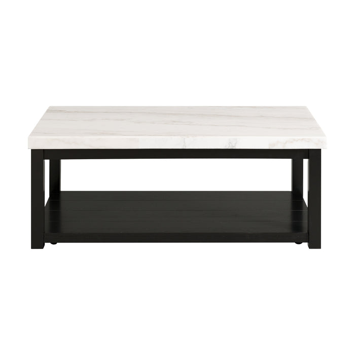 Marcello w/ White Top - Rectangular Coffee Table W/Casters - Pierce Furniture Gallery