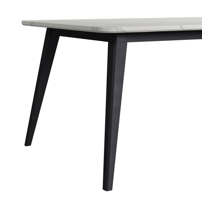 Marlene Dining Table with White Faux Marble Top in Black
