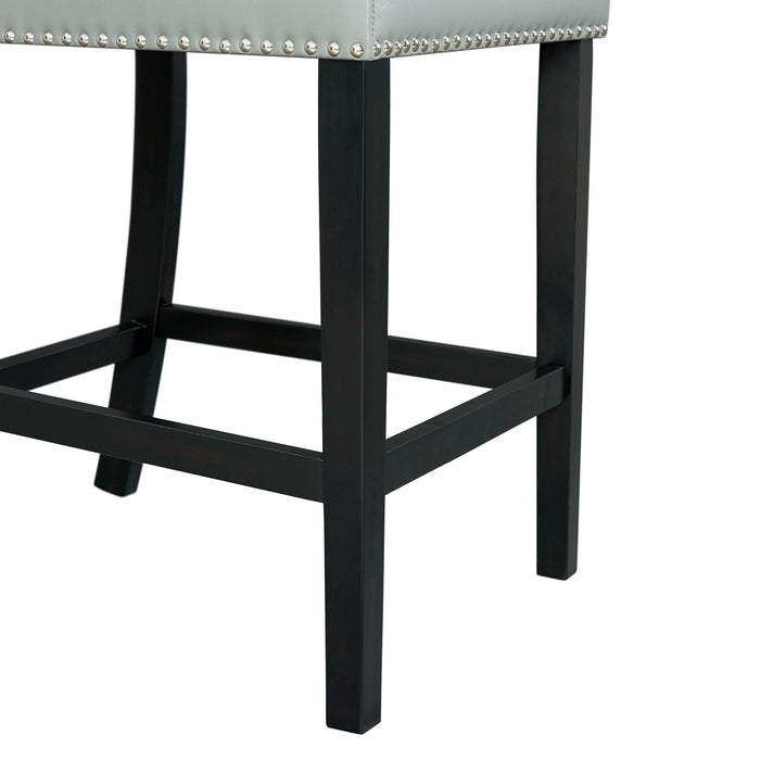 Francesca White Marble Square 5PC Counter Height Dining Set-Table & Four Grey PU Chairs