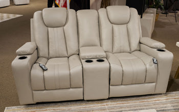 Elevate Edges Glider Reclining Loveseat with Console - Pierce Furniture Gallery