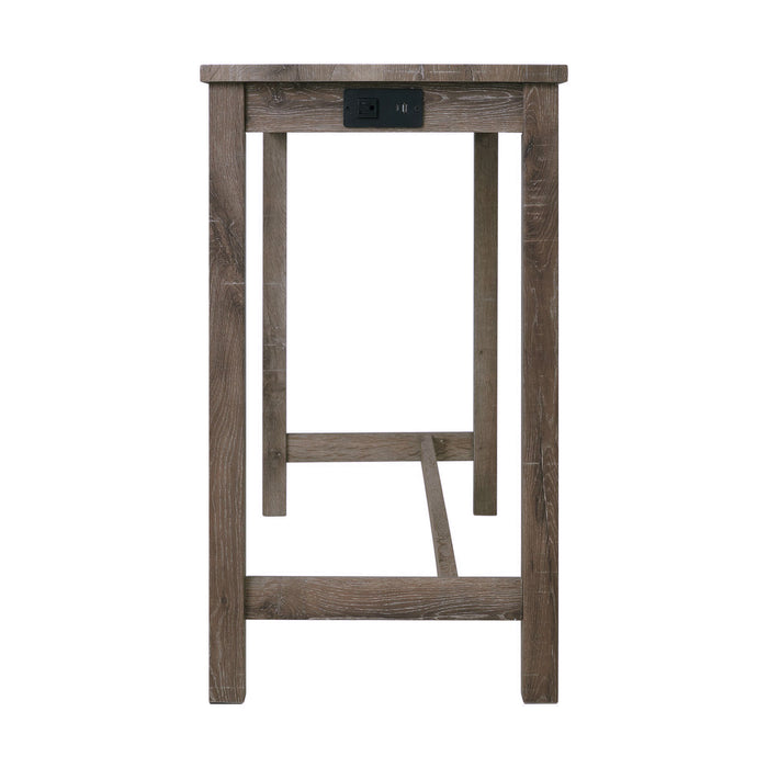 Oak Lawn Grey Bar Table Single Pack (Table + 3 Tan Fabric Stools)