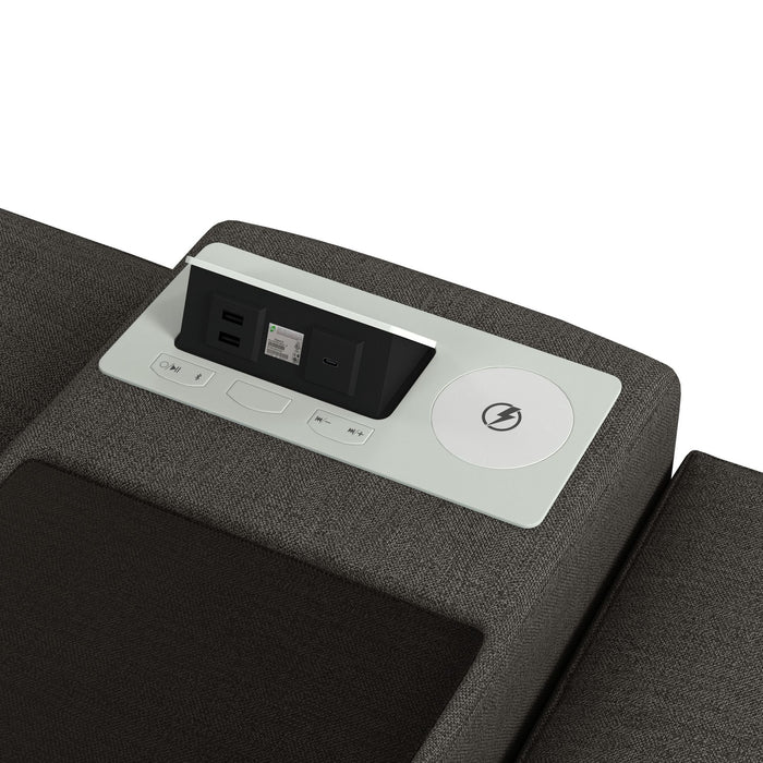 Options One 8PC Living Room Set in Palmer Plus Ash with Media Console