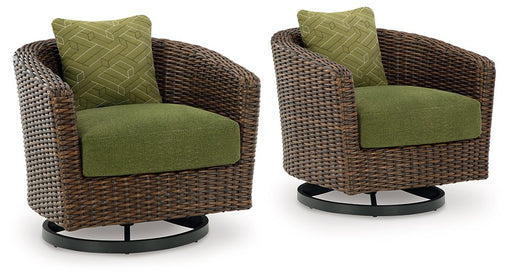 Horizon Hall Outdoor Swivel Lounge Chair with Cushion - Pierce Furniture Gallery