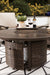 Paradise Trail Paradise Trail Fire Pit Table with 4 Nuvella Swivel Lounge Chairs - Pierce Furniture Gallery