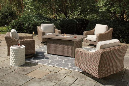Beachcroft Beachcroft Fire Pit Table with Four Nuvella Swivel Lounge Chairs - Pierce Furniture Gallery