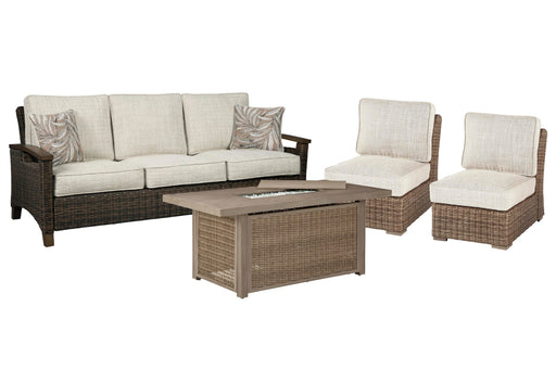 Beachcroft Outdoor Sofa, Lounge Chairs and Fire Pit - Pierce Furniture Gallery