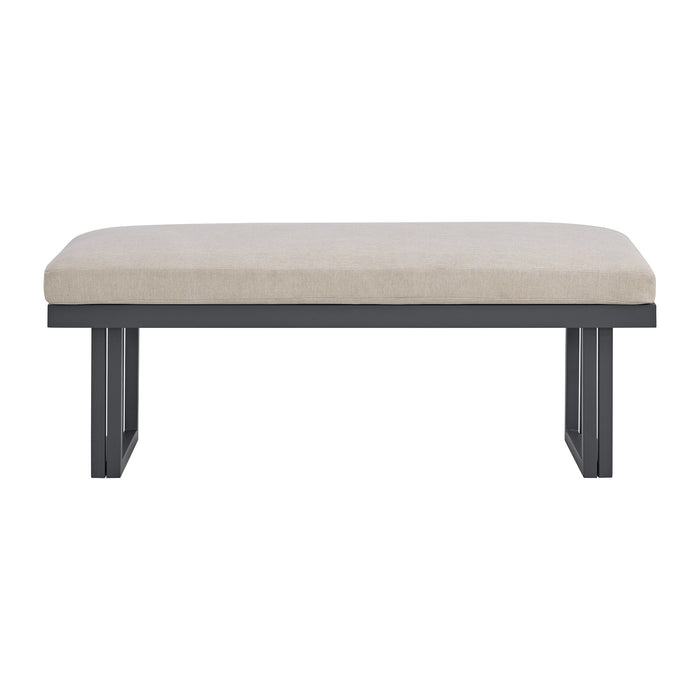 Playa Dining Bench - Dark Grey and Olefin Beige - Pierce Furniture Gallery