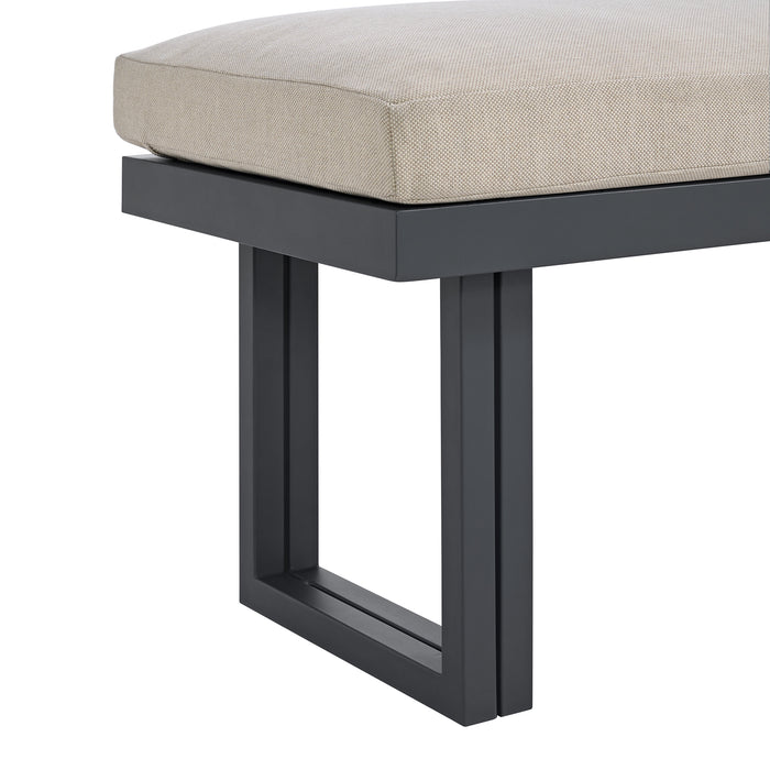 Playa Dining Bench - Dark Grey and Olefin Beige - Pierce Furniture Gallery