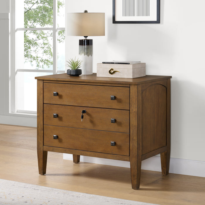 Portico File Cabinet in Brown Oak