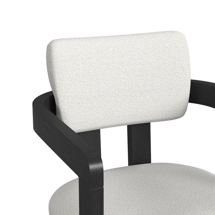 Portland Arm Counter Stool with White Fabric in Black (2 Per Carton)