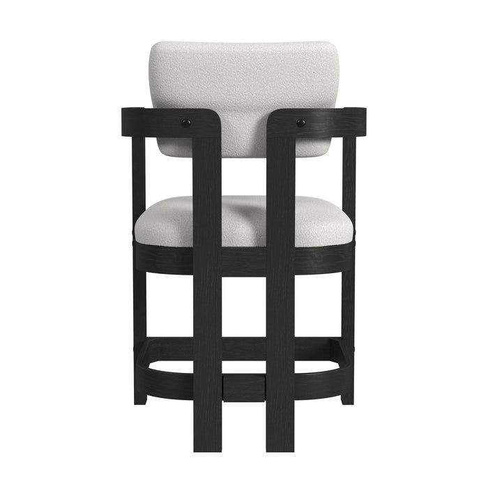 Portland Arm Counter Stool with White Fabric in Black (2 Per Carton)