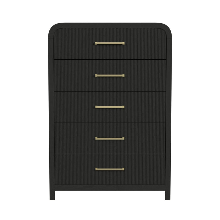 Ridgemont 5-Drawer Chest in Black with Grain