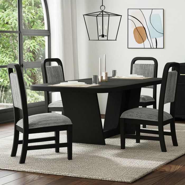 Ridgemont Dining Side Chair with Grey Fabric in Black with Grain (2 Per Carton)