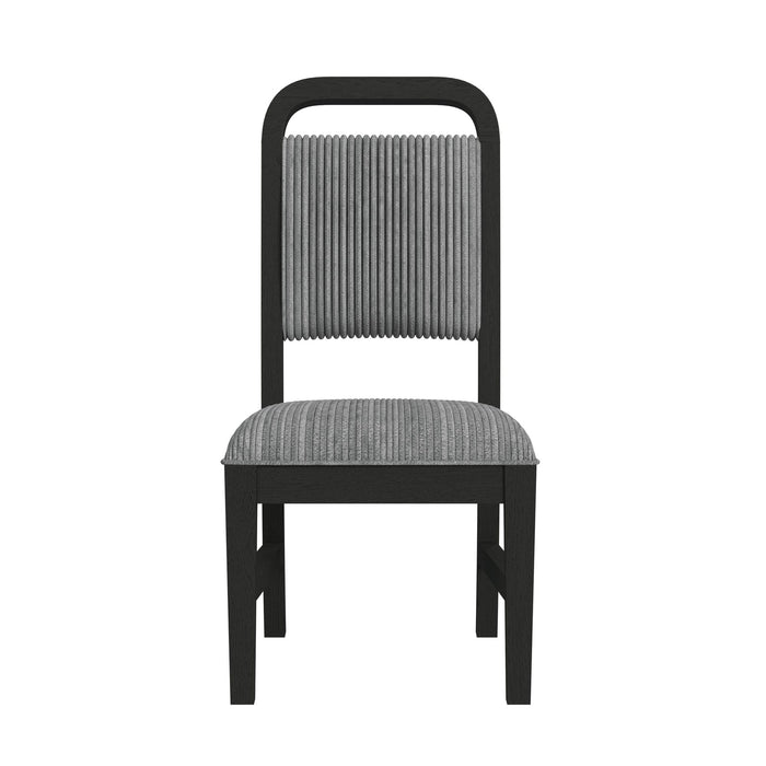 Ridgemont Dining Side Chair with Grey Fabric in Black with Grain (2 Per Carton)