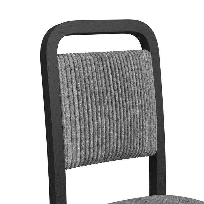 Ridgemont Dining Side Chair with Grey Fabric in Black with Grain (2 Per Carton)