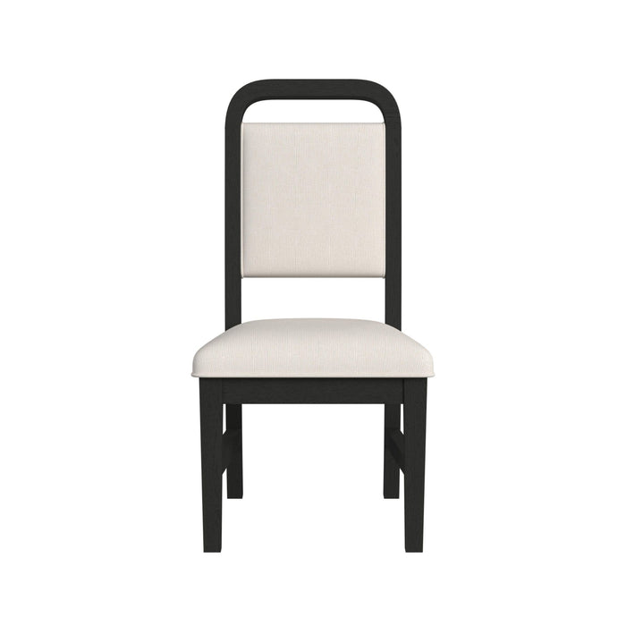Ridgemont Dining Side Chair with White Fabric in Black with Grain (2 Per Carton)