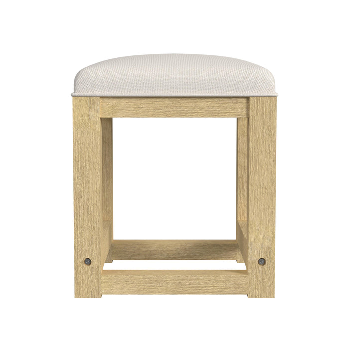 Ridgemont Dressing Stool with White Fabric in Natural