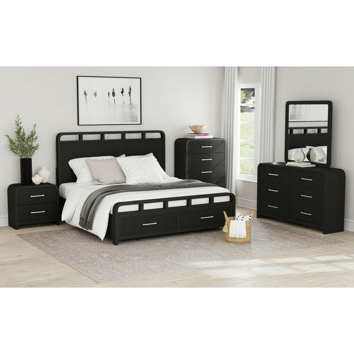 Ridgemont Storage Bed in Black with Grain