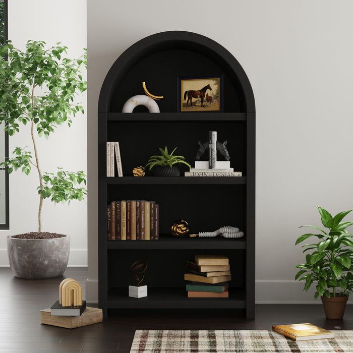 Ridgemont Open Bookcase in Black with Grain