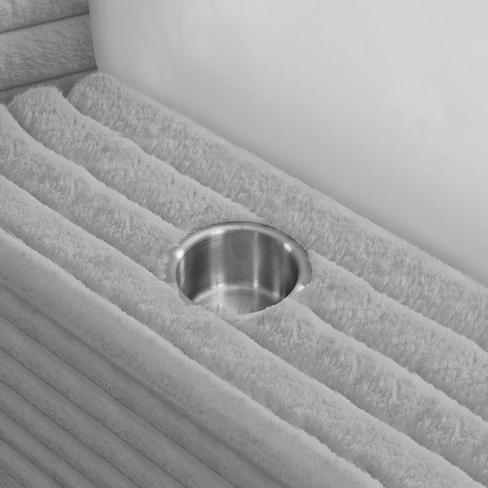 Rosebery UPH Bed with 2 Pillows in Light Grey Corduroy