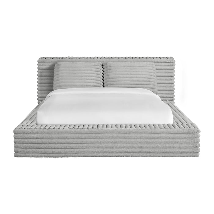 Rosebery UPH Bed with 2 Pillows in Light Grey Corduroy