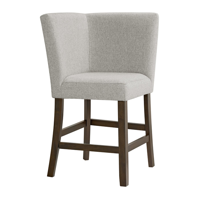 Seneca Counter Corner Bench with Upholstered Back and Grey Fabric