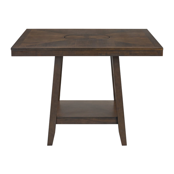 Seneca Square Counter Table with Lazy Susan in Brown