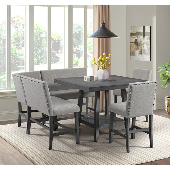 Seneca Square Counter Table with Lazy Susan in Grey - Pierce Furniture Gallery