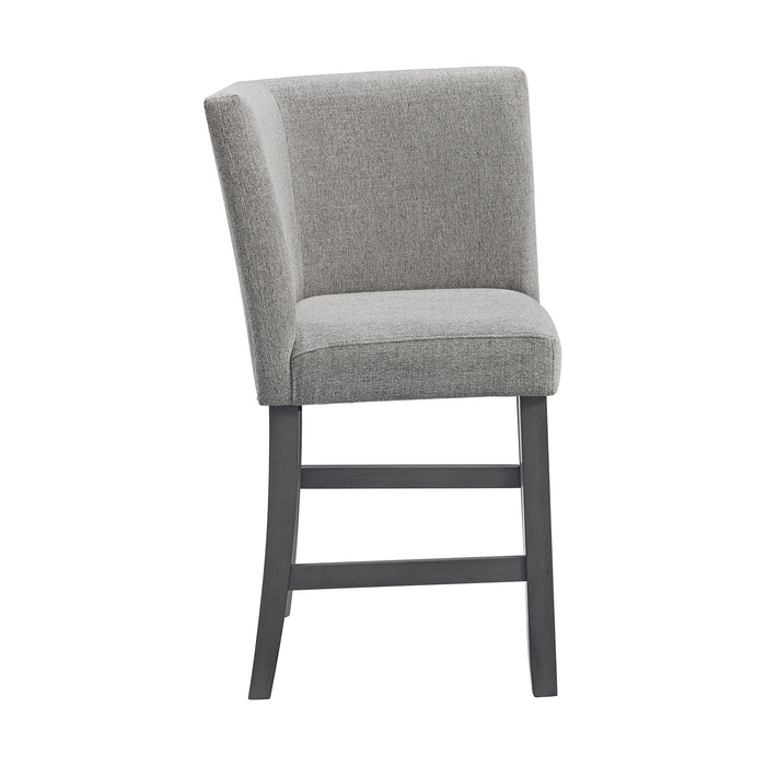 Seneca Counter Corner Bench with Upholstered Back and Grey Fabric