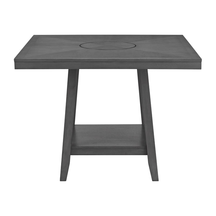 Seneca Square Counter Table with Lazy Susan in Grey - Pierce Furniture Gallery