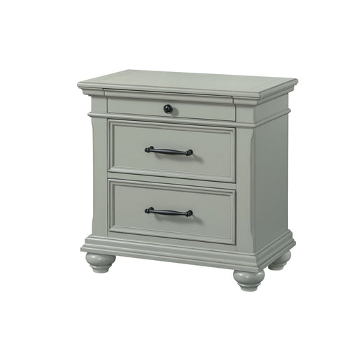 Slater Nightstand w/USB Grey - Pierce Furniture Gallery