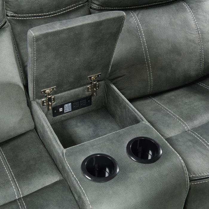 Sorrento 3PC Living Room Set in FB367 Charcoal-Sofa, Loveseat & Recliner