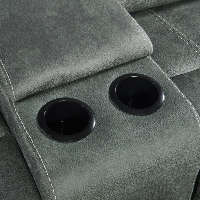 Sorrento 3PC Living Room Set in FB367 Charcoal-Sofa, Loveseat & Recliner