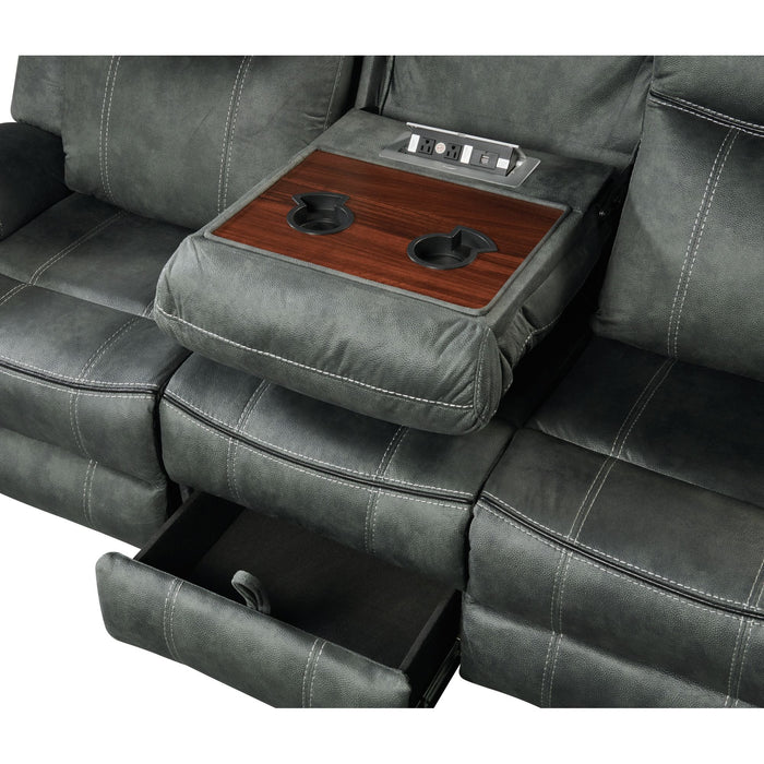 Sorrento 3PC Living Room Set in FB367 Charcoal-Sofa, Loveseat & Recliner