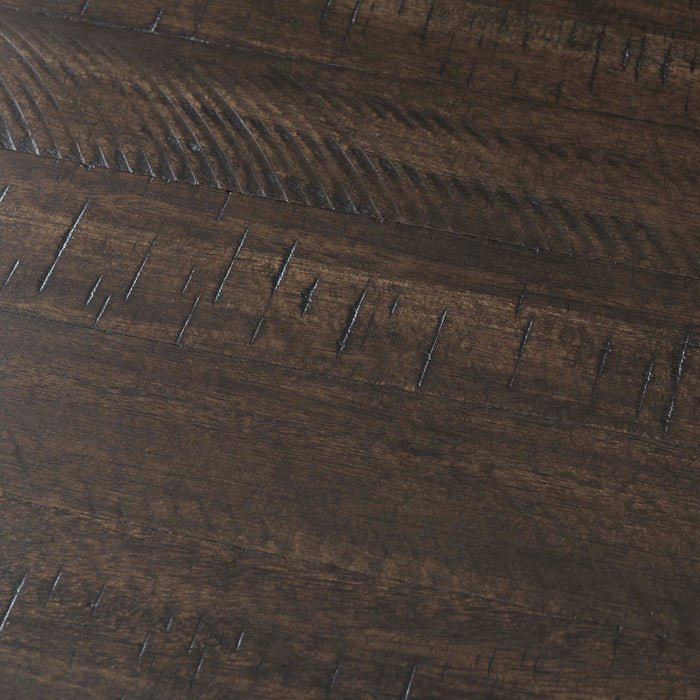 Stone 6PC Dining Set in Charcoal - Table, 4 Wooden Swril Back Side Chairs, & Pew Bench - Pierce Furniture Gallery