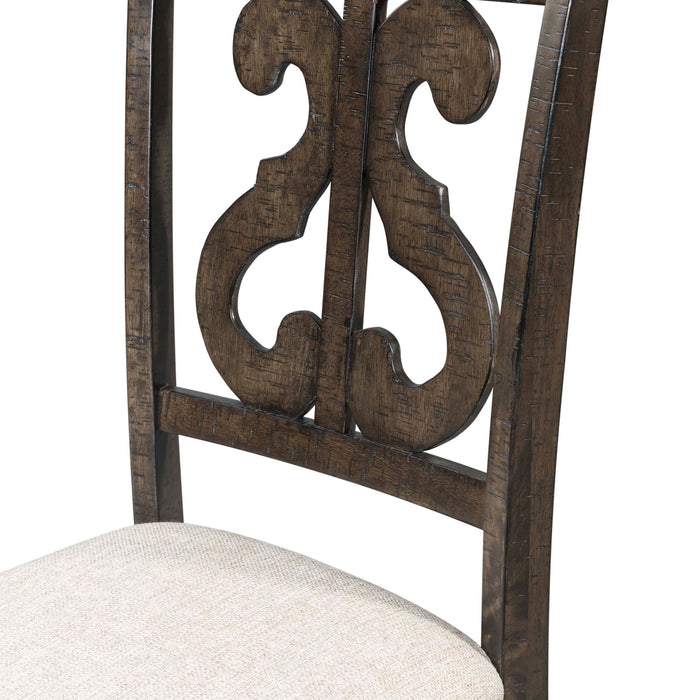 Stone Wooden Swirl Back Side Chair (2 Per Pack)