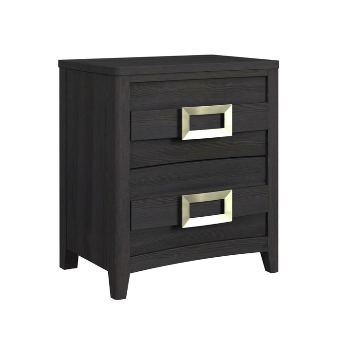 Tobias 2-Drawer Nightstand with USB in Black
