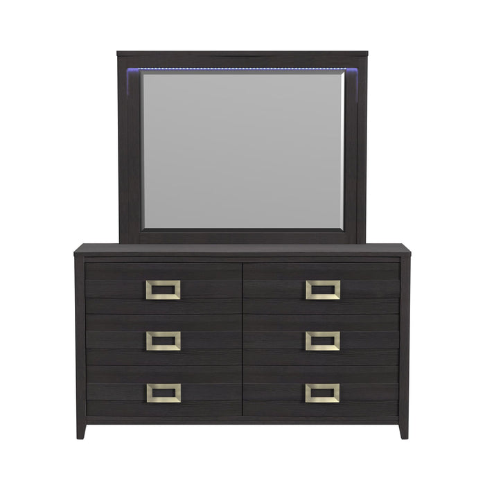Tobias Dresser and Mirror Set with LED in Black