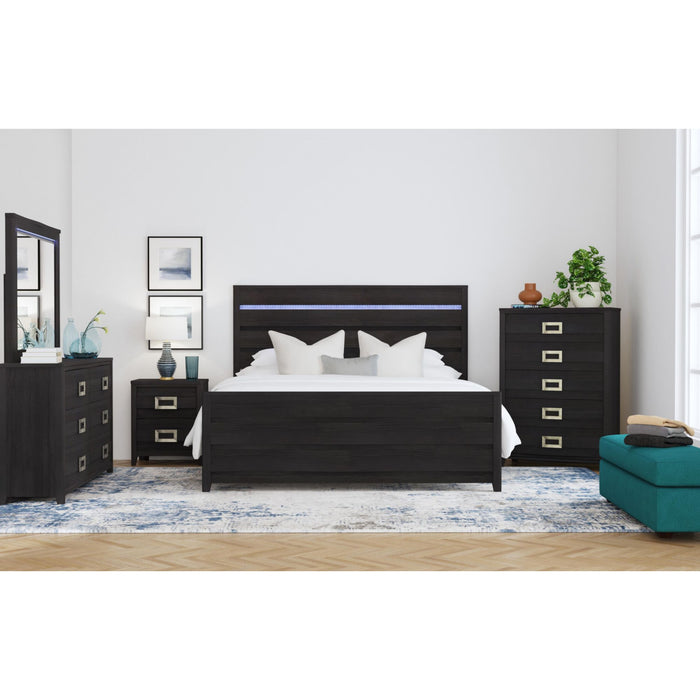 Tobias 2-Drawer Nightstand with USB in Black
