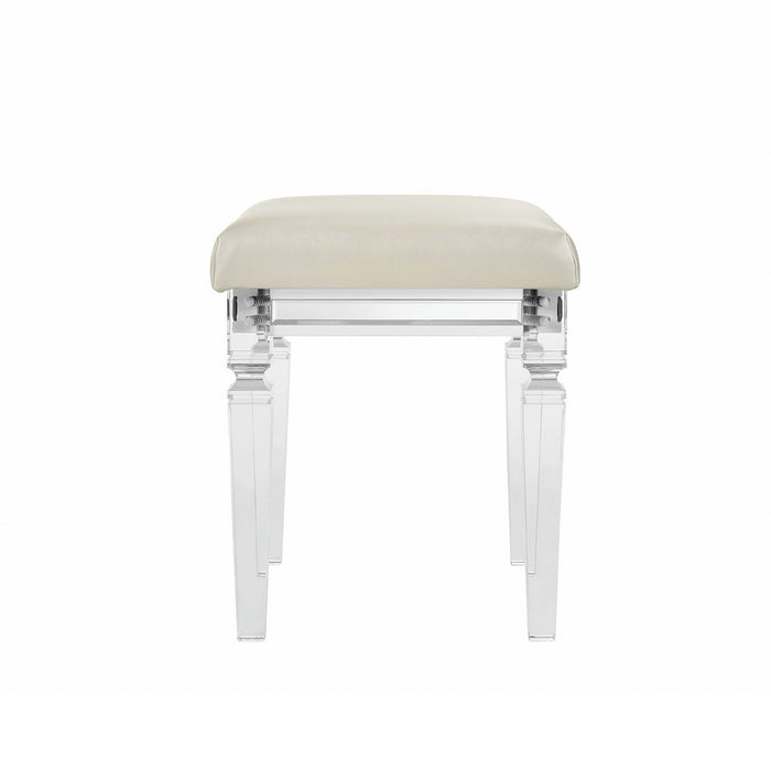 Twenty Nine Dressing Stool W/Acrylic Leg White - Pierce Furniture Gallery
