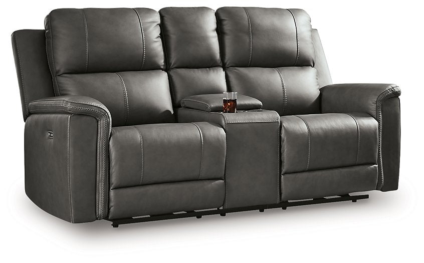 Bleckley Power Reclining Loveseat with Console - Pierce Furniture Gallery