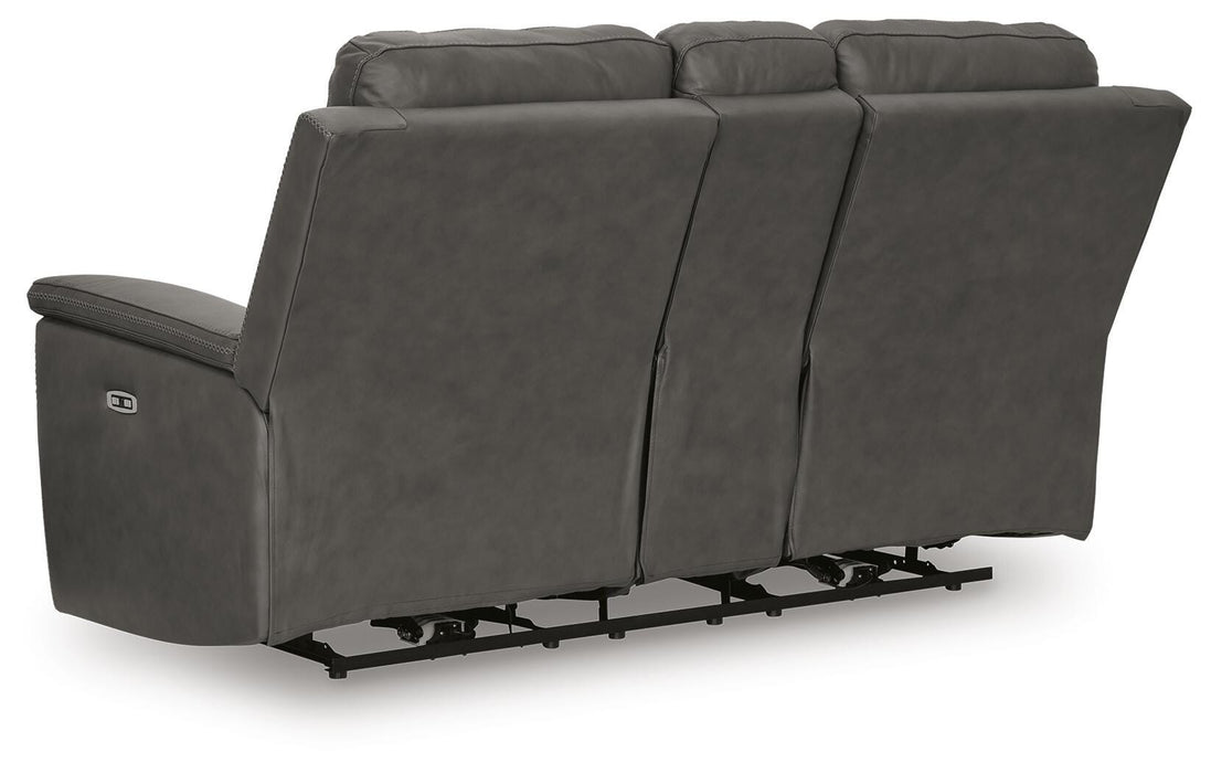 Bleckley Power Reclining Loveseat with Console - Pierce Furniture Gallery