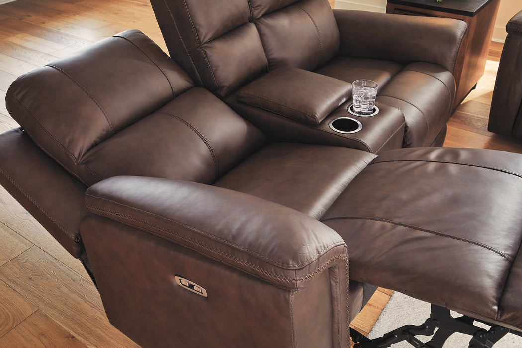Bleckley Power Reclining Loveseat with Console - Pierce Furniture Gallery