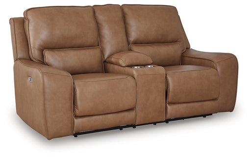 DeepWakes Power Reclining Loveseat with Console - Pierce Furniture Gallery