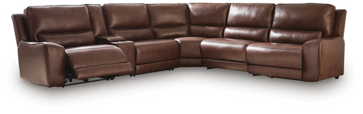 DeepWakes Reclining Sectional with Storage Console - Pierce Furniture Gallery