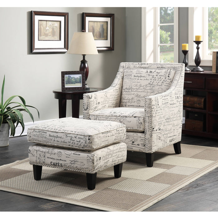 Erica 497 Ottoman W/Chrome Nail French Script (ISTA 3) - Pierce Furniture Gallery