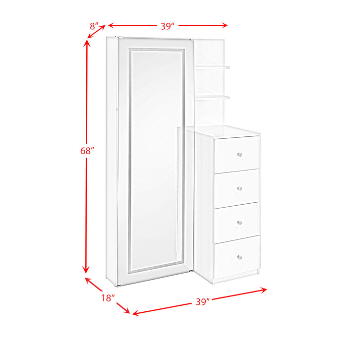 Vancouver Floor Mirror With Storage in White